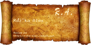 Róka Alex névjegykártya